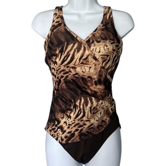 Amoena Atlantic Ocean One Piece Swimsuit Women’s 12 Animal Print Flattering - Picture 1 of 6